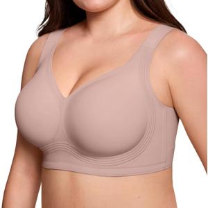 ProKloud Jelly Bras for Women No Underwire Wireless Bra with Support and Lift Full Coverage Plus Size Comfy Seamless Bra Dusty Rose