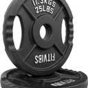 Fitvids Olympic 2-Inch Cast Iron Plate Weight Plate for Strength Training and Weightlifting, Two Hole Style, 25LB Pair