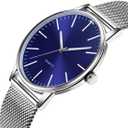 SENRUD Men's Watch Ultra-Thin Minimalist Stainless Steel Mesh Strap Fashion Casual Waterproof Wrist Watch for Men