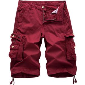 Men's Camo Cargo Shorts Relaxed Fit Multi-Pocket Outdoor Camouflage Cargo Shorts Cotton (Red, XXL)