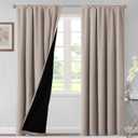H.VERSAILTEX 100% Blackout Curtains for Bedroom Thermal Insulated Curtains & Drapes Blackout Curtains 84 Inches Long Rod Pocket Curtains for Living Room with Black Liner 2 Panels Set, Natural Sand