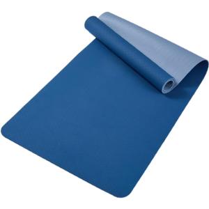 Non-Slip TPE Yoga Mat, 72"x24" Extra-Long Pilates Mats for Hot Yoga, HIIT, Floor Workouts, Lightweight Fitness Mat for Women & Men (Black+White) (Blue)