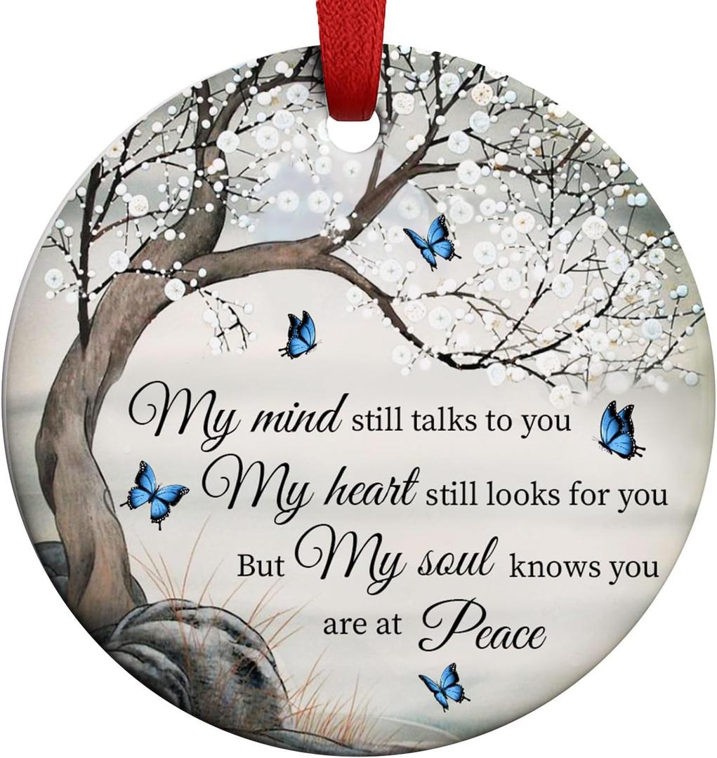 2 x Christmas Ornaments 2025, My Mind Still Talks to You Butterfly Ornament, Remembrance in Memory of Loved Gifts Loss of Father, Husband, Condolences Gift for Loss of Loved One