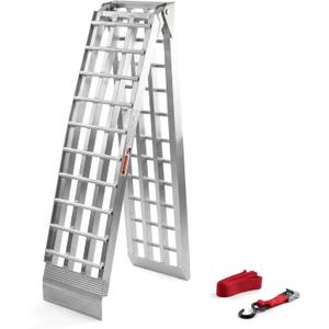 Motorcycle Ramp for Pickup Trucks, 7.5 ft Folding Aluminum Dirt Bike Ramp
1 ramp; 750 lb; 89 x 12 in; folds to 44.5 in; for pickup trucks and trailers; crossbar rungs; 1 safety strap