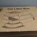 XXXL Stainless Steel Litter Box, 28"x20"x18" Extra Large Fully Enclosed High Sided Metal Cat Litter Box with Filtered Grid, Step, Scoop, Non-Sticky, Non-Odor, Easy Cleaning (Light Gray)