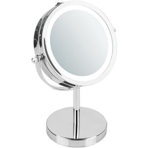 iDesign Lighted Free Standing Vanity Makeup Mirror for Bathroom Countertops - Chrome, 10" Inch (9.8"L x 7.2"W)