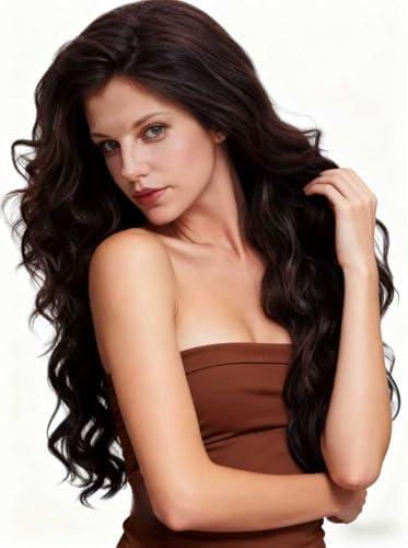 Amazon.com : NJJYXH 24 Inches Dark Brown Wigs for Women Long Brown Wavy Synthetic Natural Wig for BrunetteCosplay,Halloween,Daily Use : Beauty & Personal Care