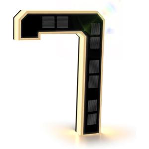 ISUNMEA 9 Inch Solar Lighted House Numbers for Outside, Light Up Waterproof LED Address Numbers Signs for Houses, Large Personalized Illuminated Exterior Modern House Numbers Light (7-Black, 9IN)
