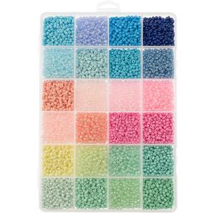 12500pcs John Bead Assorted Glass Seed Beads 8/0, 24 Pastel Dream Colors Round Bead for DIY Crafts Jewelry Making Bead Box