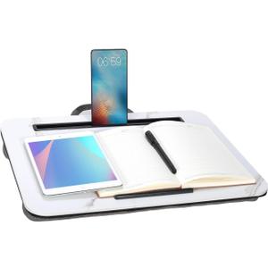 Lap Desk, Portable Laptop Desk Fits Up to 16 Laptops, with Tablet Slot, Built-in Cushion, Great for Home & Office,Lap Desk with Cushion (White Marble, Medium)
