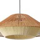 Front Door Chandelier Ceiling Pendant Light Rattan E27 with Lampshade Retro Living Room Kitchen Inn Aisle(Size:60X60X21CM,Color:A)