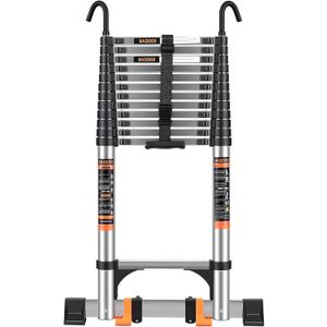 Telescoping Ladder,16.5 FT Extension Ladder w/Hooks,Stabilizers,Wheels,Heavy Duty 330lbs Max Capacity,Collapsible Telescopic Ladder for Rv,Roof,Outdoor