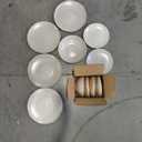 Gibson Elite 16 Piece Dreamweaver Double Bowl Terracotta Reactive Dinnerware Set - Sand Cream, Service for 4 (16pcs)