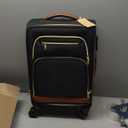 RAINSMORE Carry On Luggage 22x14x9 Airline Approved, 20 Inch Softside Suitcases with Wheels, 3 Piece Luggage Sets, Rolling Carry On Suitcase with TSA Lock for Travel Weekender (Black-Brown)