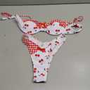 Milumia Women's 2 Piece Underwire Bikini Set Cherry Gingham Bow High Cut Push Up Swimsuit.  Size: S