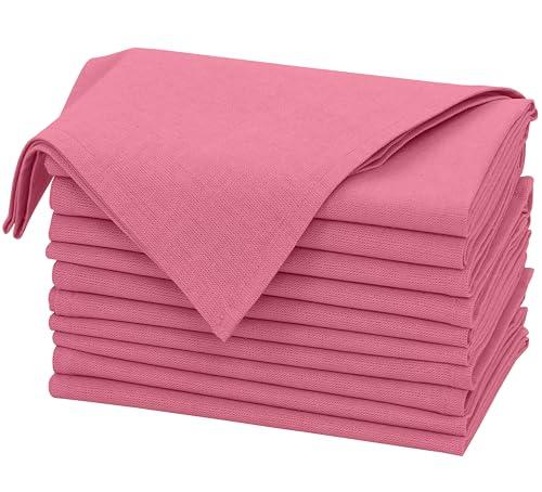 Ruvanti Linen Napkins Set of 12, 18x18 Cloth Napkins, Cotton Linen Blend Napkins Cloth Washable, Soft, Reusable Dinner Napkins for Wedding, Parties, Christmas, Thanksgiving, Everyday Use - Pink