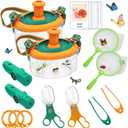 Kimicare 2Sets Bug Catcher for Kids, Insect Catching Set with Bug Tong Tweezer Butterfly Net Bug Container Compass, Bug Toys Outdoor Explorer Kit Gifts for Kids 3-8 Years Old, Orange and Green