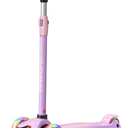 Dribbl 3-Wheel Kids Scooter - Lean-to-Steer Technology, Adjustable Height Handlebar, Wide Deck, Scooter for Boys & Girls Ages 3+, Child Safety Approved, Support Riders Up to 165 lbs, Purple and Pink