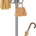 FAVOOSTY Coat Rack Freestanding,Coat Rack Stand with Umbrella Holder,Metal Coat Tree with 12 Hooks,Tree Clothes Hat for Entryway, Hallway, Bedroom, Living Room & Office - Silver Grey
