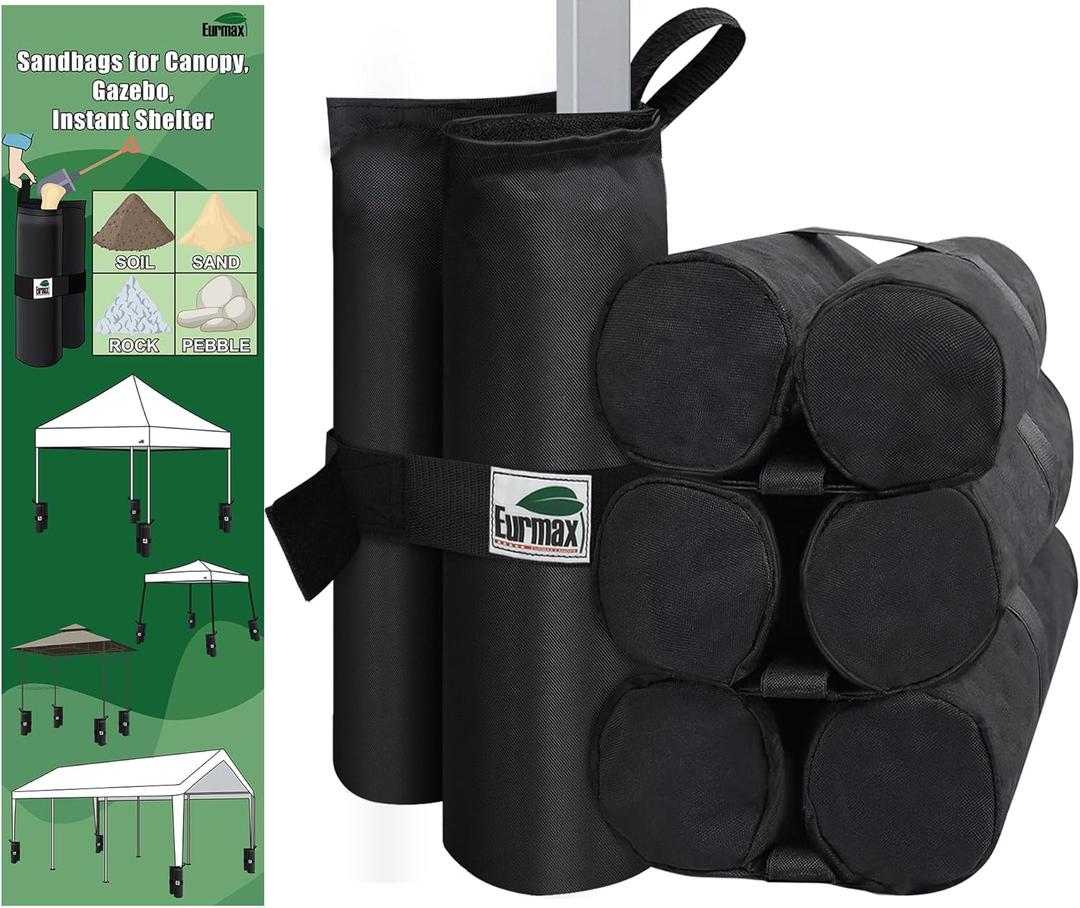 Eurmax USA Weight Bags for Pop up Canopy Outdoor Shelter,Gazebo Instant shelter Leg Canopy Weights, Sand Bags, Set of 4(Black) (Standard)