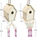 Crafts for Kids Ages 4-8 - 4 Pack DIY Bird House Wind Chime Kit - Build and Paint Birdhouses Wooden Arts Kits Easter Basket Stuffers Gifts for Girls Kids Boys Toddlers Ages 3-5 4-6 6-8 8-12