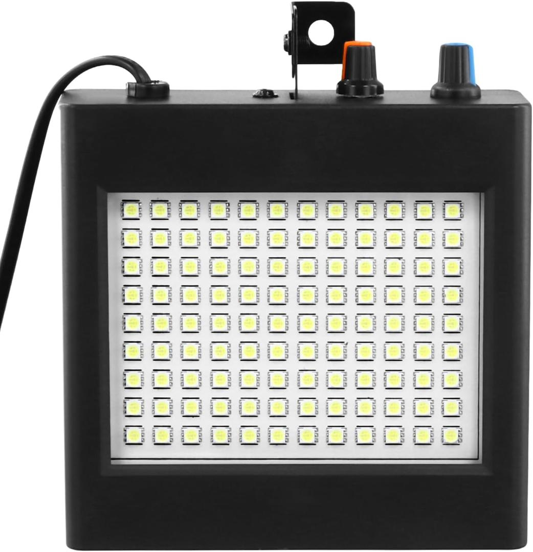 QWORK 108 LED Strobe Light Sound Activated - Plug-in Flash Lamp with Adjustable Speed for Parties