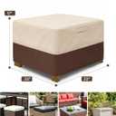 Vailge Square Patio Ottoman Cover, Waterproof Outdoor Ottoman Cover with Padded Handles, Patio Side Table Cover, Heavy Duty Outdoor Furniture Covers(Large, Beige & Brown)