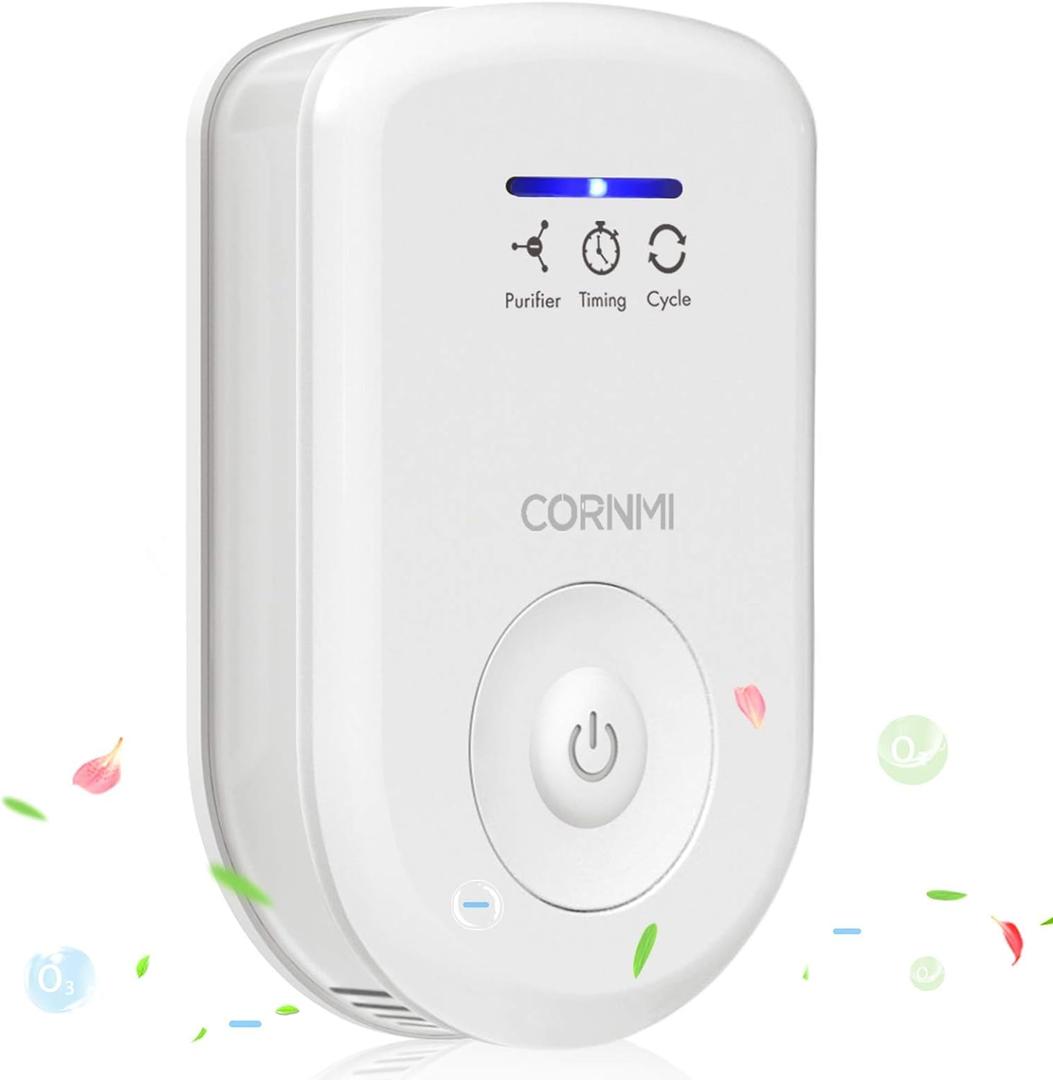 Air Purifiers Plug in Wall for Home, Small Odor EliminatorOzone Negative Ion Dual FunctionIonizer to Remove Smoke Pet Smell Portable Deodorizer Freshener Cleaner for Bedroom Bathroom Kitchen (White)