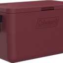 Coleman Chiller 48qt Portable Cooler with Ice Retention and 2-Way Heavy Duty Handles, Leak Resistant, Great for Camping, Concerts, Sports, and More, Cranberry