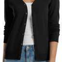 QUALFORT Women's 100% Cotton Lightweight Cardigans Long Sleeve Knitted Button Down Sweater (Large)