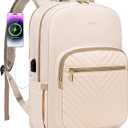 LOVEVOOK Laptop Backpack for Women 15.6 inch,Cute Womens Travel Backpack Purse,Professional Laptop Computer Bag,Waterproof Work Business College Teacher Bags Carry on Backpack with USB Port,Off-white
