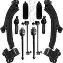 Front Lower Control Arm w/Ball Joint fit for Honda CR-V 2007 2008 2009 2010 2011, Suspension Kit with Inner Outer Tie Rod End w/Steering Boot Sway Bar Link - 10pc Set