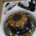 Yanokooe Tiffany Ceiling Fans with Lights - 48" Ceiling Fan Chandelier with 5 Dual-Blades and Glass Shade, 6 Speeds and Reversible, Indoor and Outdoor, Retro Style