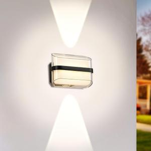 SPOLI Up Down LED Outdoor Wall Light, 100-220V 18W Integrated Modern Porch Lights, Super Bright IP65 Waterproof Acrylic Wall Lamps for Porch Patio Door Entryway - 1 Pack 3000K Warm Light