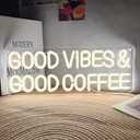 Good Vibes & Good Coffee LED Neon Sign Coffee Bar Shop Cafe Drink Neon Light Restaurant Decoration Home Wall Decor Welcome Open Sign