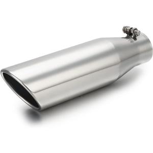 LCGP 2.25 Inch Inlet Exhaust Tip,2.25" x 3.5" x 12" Polished Exhaust Tailpipe Tip for Truck With Bolt On Design