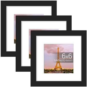 upsimples 5x5 Picture Frame Set of 1, Made of High Definition Glass Without Mat, Wall and Tabletop Display Photo Frames, Black