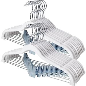 Stormix Velvet Skirt & Pants Hangers - 30 Pack Non-Slip Coat Hangers for Shorts, Pants, Skirts, Dresses, Jackets, Coats (White)