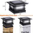 Dynaming 4x4 Solar Post Cap Lights Outdoor with 2 Color Modes, Fence Post Solar Lights Black Shell Fit for Vinyl/Wooden Posts, High Brightness SMD LED Lighting Decor for Garden Deck Patio, 2 Pack
