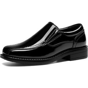 Bruno Marc Boy's Dress Shoes Slip-On Loafer Wedding Shoes, Size 4 Big Kid, Black-Pat