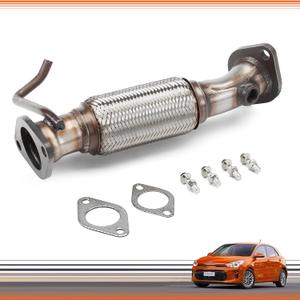 Stainless Steel Front Flex Exhaust Pipe Direct Replacement for 2012-2017 Hyundai Accent 2012-2017 Kia Rio 1.6L 16680-2B000 166802B000 with Free Gaskets & Bolts(VK-52570)