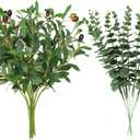 16Pcs Faux Olive Branches&Eucalyptus Branches, 18''Artificial Olive Stems 15''Eucalyptus Stems,Perfect Greenery for Vase,Centerpieces,Spring Decor,Home Decoration for Dining Room&Living Room