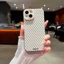 Compatible with iPhone 14 Case Cute Aesthetic Polka Dot Pattern Design for Girls Women, Soft Silicone Shockproof Protective Designed for iPhone 14 Case-White