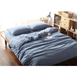 F.Y.Dreams 100% Washed Cotton Duvet Cover for Weighted Blanket 48x72 inches with 8 Ties,Zipper on Long Side/Demin Blue/Just Duvet Cover