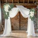 Wedding Arch Flowers and Drape Kit (Pack of 4), 2pcs Hanging Flower Arrangement White & Ivory Draping Fabric Arch Decorations for Wedding Ceremony Reception