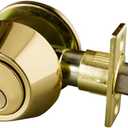 Keyed Entry Door Deadbolt with One Keyed Side and Twist-Knob Interior, 6-Way Adjustable Latch, Fits Standard Doors, Polished Brass  Design House, 727438 (Single Cylinder)