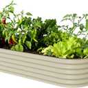 Vego garden Raised Garden Bed Kit, 17" Tall 10 in 1 Jumbo Modular Metal Planter Box for Vegetables, Flowers, Herbs, Pearl White