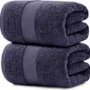 White Classic Luxury Soft Navy Bath Sheet Towels - 650 GSM Cotton Luxury Bath Towels Extra Large 35x70 | Highly Absorbent and Quick Dry | Hotel Collection Extra Large Bath Towels Oversized, 2 Pack (15: Navy Blue)