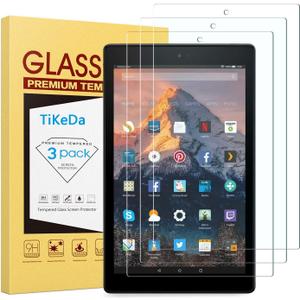 (3 Pack) TiKeDa Screen Protector for Amazon Fire HD 10 2019 Tablet 10.1 inch (9th and 7th Generation, 2019 and 2017 Release) Tempered Glass Screen Protector Not fit Fire HD 10 2021 Version
