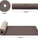 Yoga Mat Thick8mmExercise Mat Non Slip Anti-tear,Pilates Mat for Men and Women,Workout Mats for Home,Barefoot Workouts and Floor Exercise,with Carrier Strap(71"x 24" ) (Light coffee + apricot)